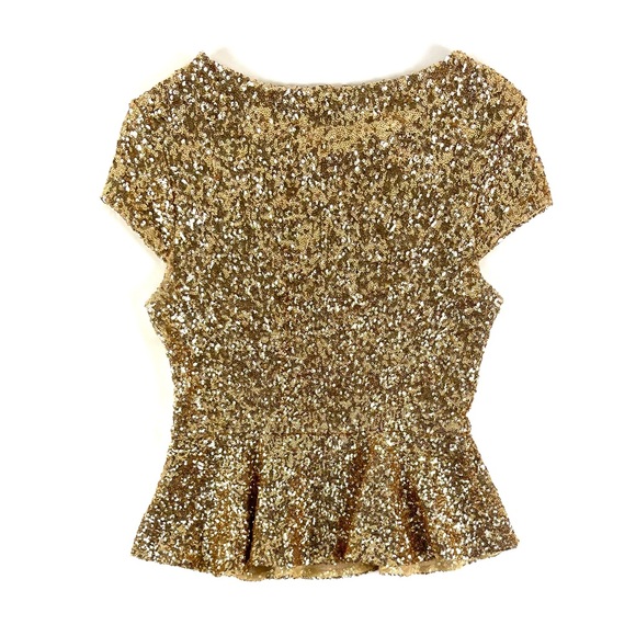 Bebe Gold Sequin Peplum Top - Picture 4 of 9
